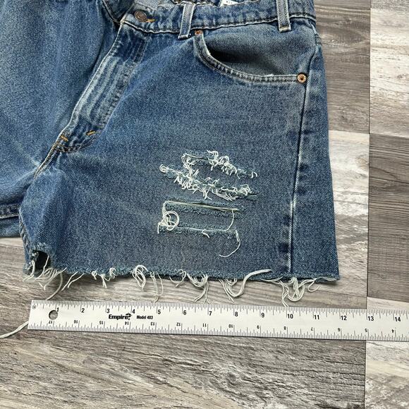 Vintage 90s Levis 560 Women 30 Distressed Cutoff Jean Shorts Jort Orange Tab USA - Picture 10 of 10